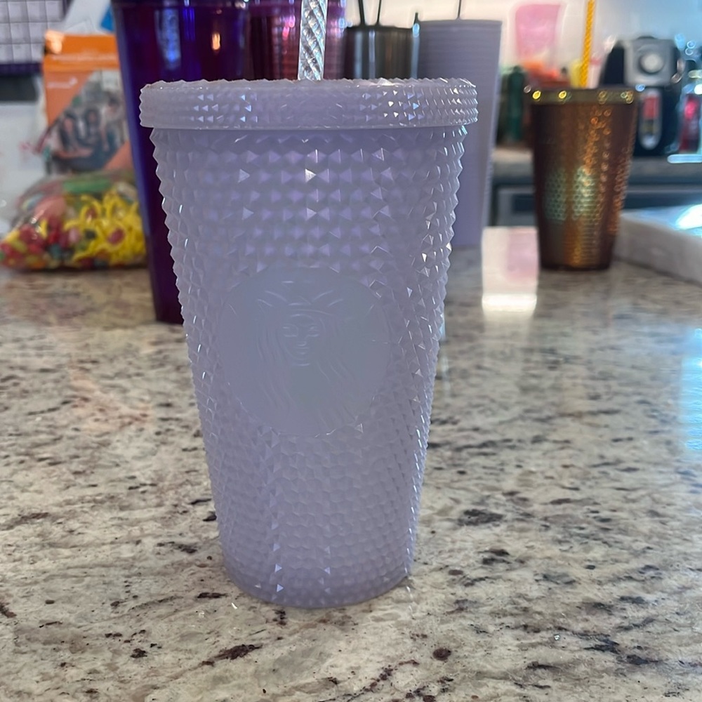White iridescent grande Starbucks cup